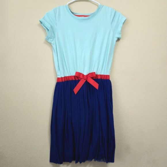 HANNA ANDEAndersson 150 Aqua Blue Tulle Skirt Dress Girls Size 12 Red Bow - Picture 1 of 11